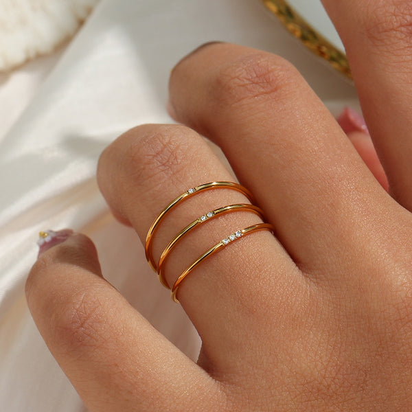 Minimalist Gold Ring With Diamantes - ONLY 2 LEFT! - SoNailicious Boutique